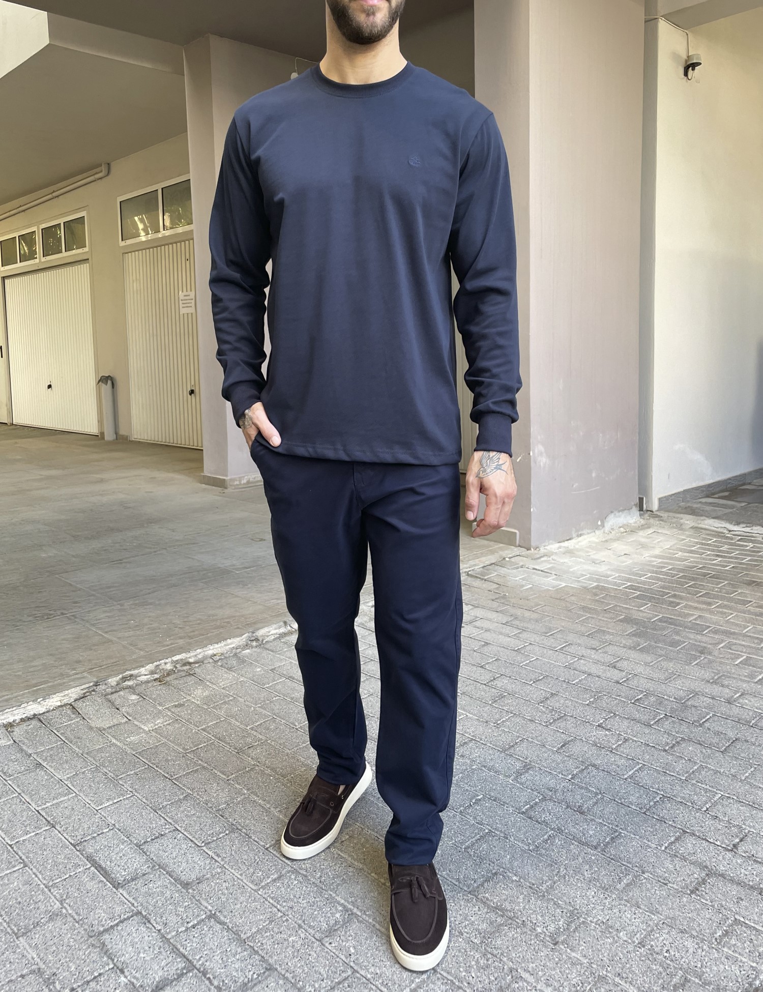 Everbest Ανδρική μπλε navy βαμβακερή μπλούζα Plus size 2610160 φωτογραφία